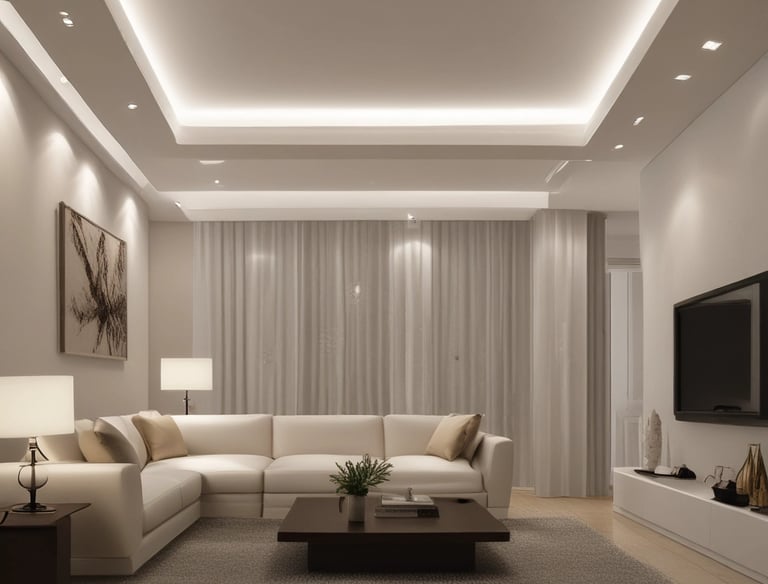 Electricians working at night fixing electrical wiring in a residential building