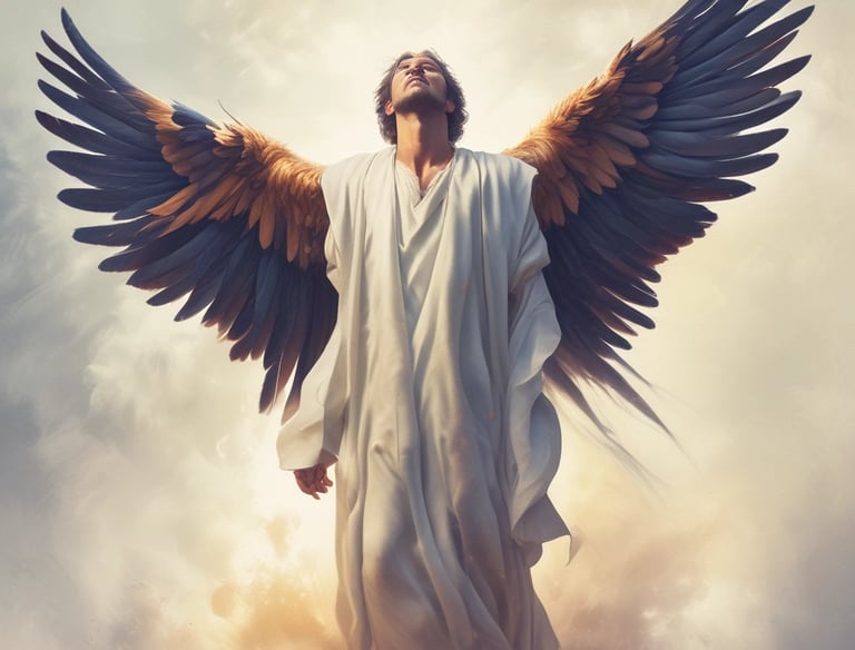 A serene person meditating at sunrise with shades of blue in the background.