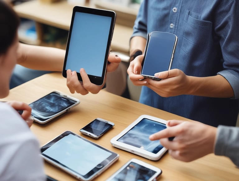 A friendly customer receiving advice from a mobilexpert staff member.