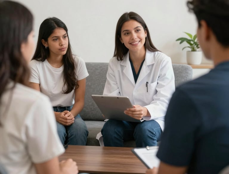 A group of health professionals conducting a mental wellness workshop.