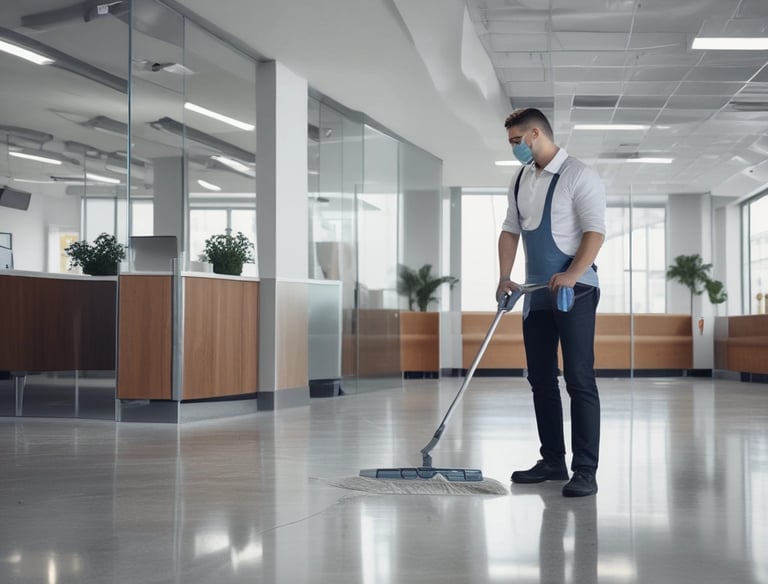 a man riding a skateboard down a street next to tall buildings