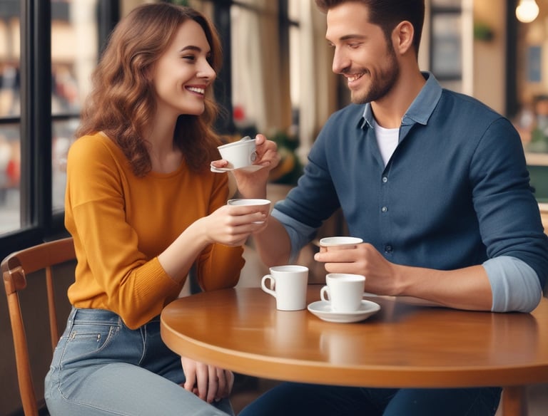 A lively group of people chatting and smiling at a speed dating event.