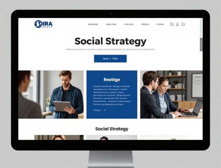 A cozy Scandinavian-style restaurant with warm lighting and a team discussing social media plans around a wooden table.