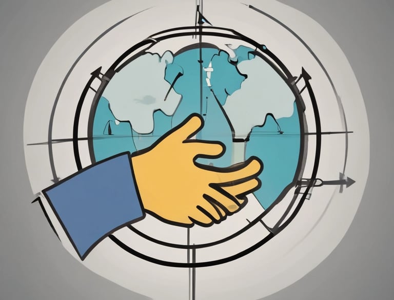 A team collaborating over market research charts and laptops in a modern office.