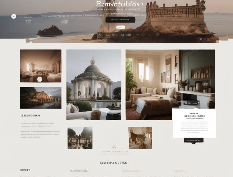 A sleek, modern online boutique homepage with elegant product displays and soft pastel colors.