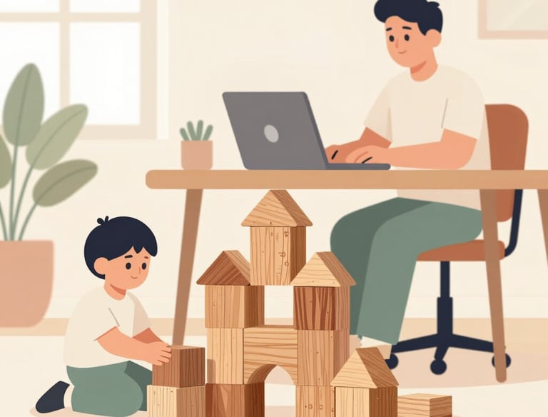 A happy family browsing a website together on a tablet at home.