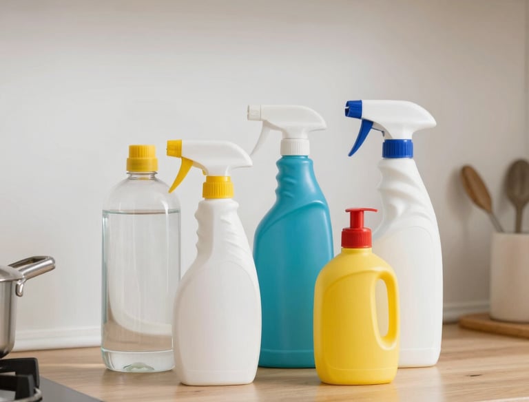 A cozy kitchen shelf stocked with affordable household essentials neatly arranged.