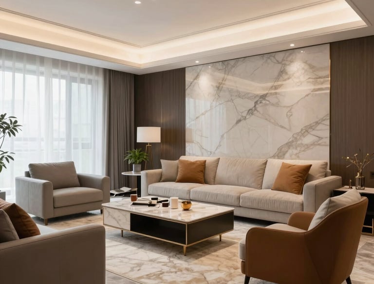 Elegant modern home exterior with warm lighting at dusk.