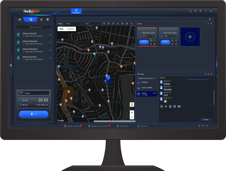 Plataforma Consola de Despacho RadioPoC en monitor
