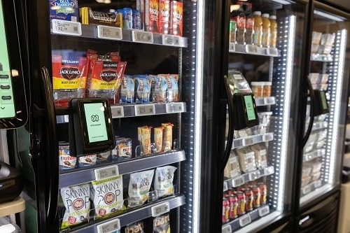 A row of Micromart™ smart vending machines