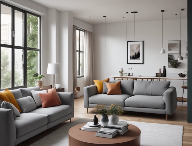 Modern apartment building with balconies and large windows.