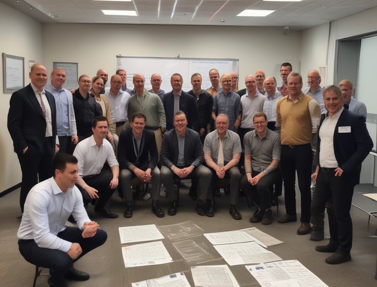 Team conducting an energy treasure hunt event in a factory.