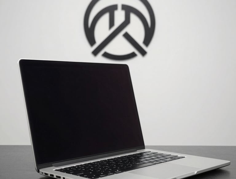 Close-up of a designer working on a logo with black and gold color palette.