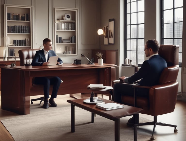 A professional lawyer providing consultation to a client.