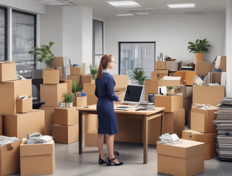 A large moving truck loaded with furniture and boxes ready to depart.