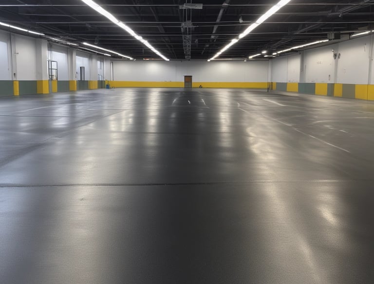 Close-up of a freshly painted durable industrial floor with a smooth finish.