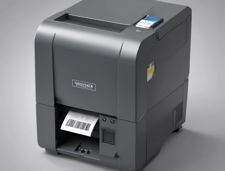 Close-up of a printer control panel displaying error messages being diagnosed.