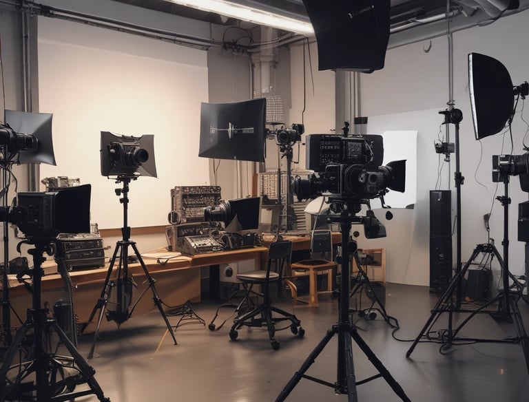 A bustling international location with a production team coordinating logistics and equipment.