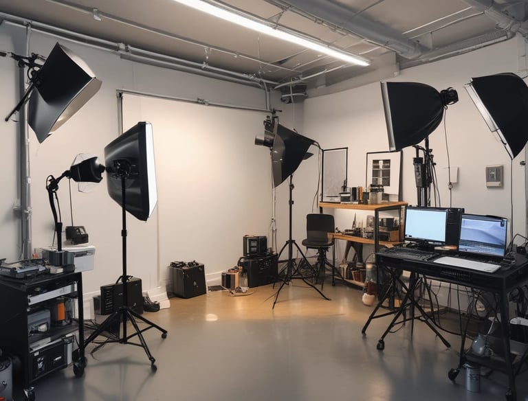 A colorist at work in a dark studio, adjusting hues on a high-end monitor.