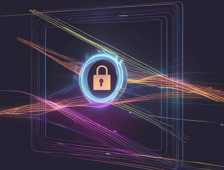 Close-up of a secure digital lock symbol glowing on a screen.