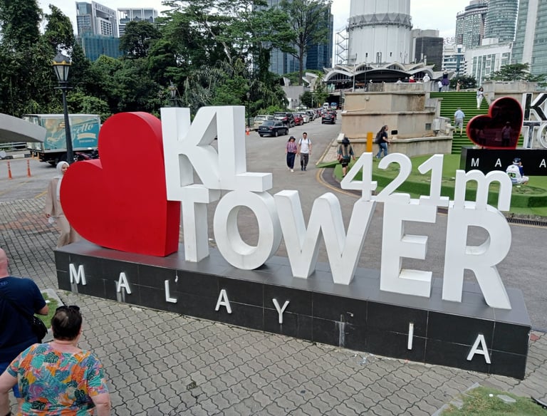 I Love KL Tower 421m Malaysia sign taken during a trip near the entrance of Kuala Lumpur Tower.