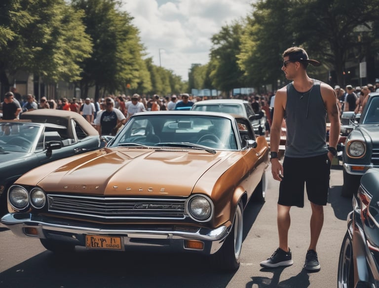Motion-blur effect on a high-performance car accelerating on a dark urban street.