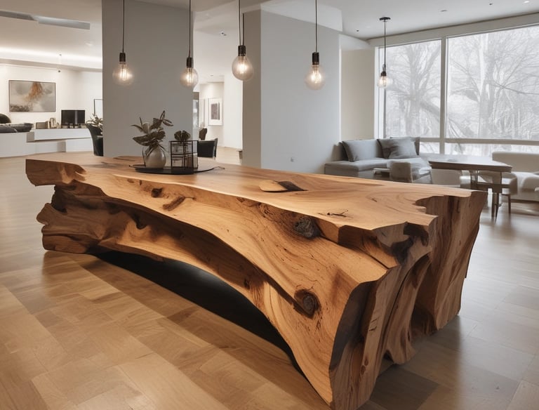 A warm-toned coffee table showcasing the unique grain and texture of natural wood.