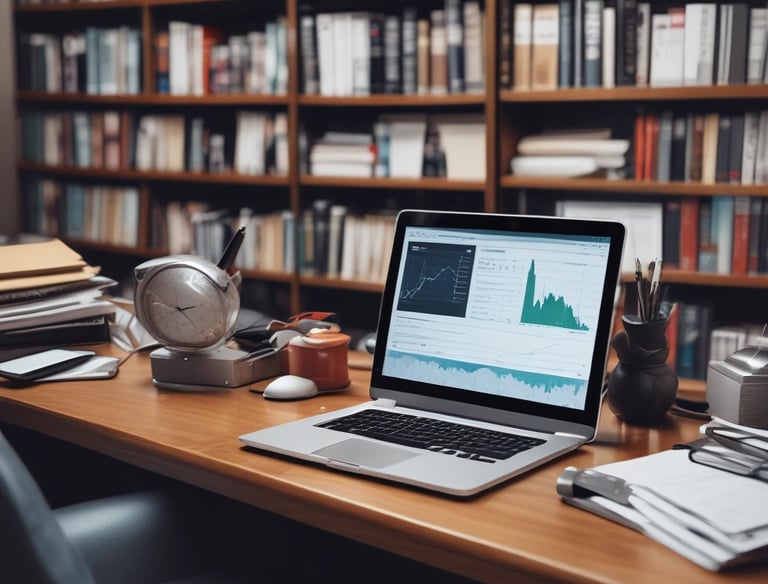 Graphs and charts showing SLA and performance metrics on a laptop.