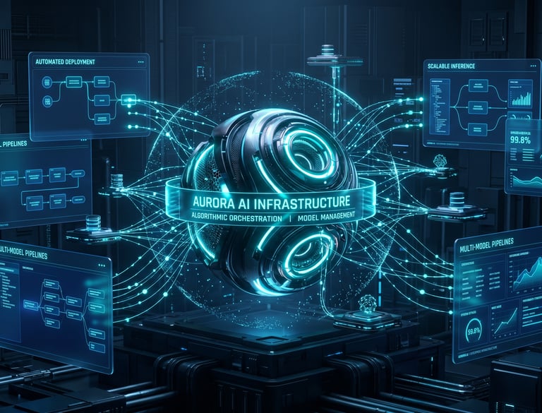 Abstract 3D architecture of automated AI agent workflows replacing manual labor.