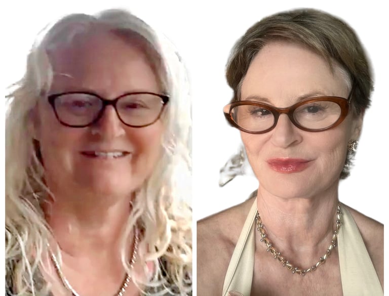 Deb Guy before and after embodied awakening journey, age 52 to 57, showing transformation through em