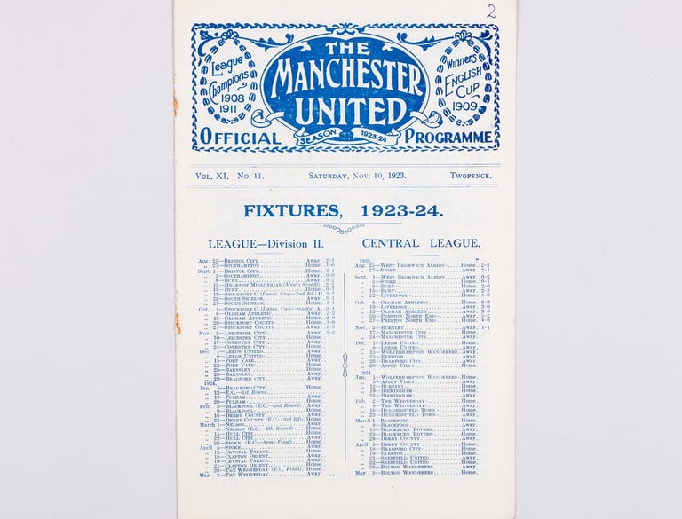 Manchester United Leicester City match programme 10 November 1923