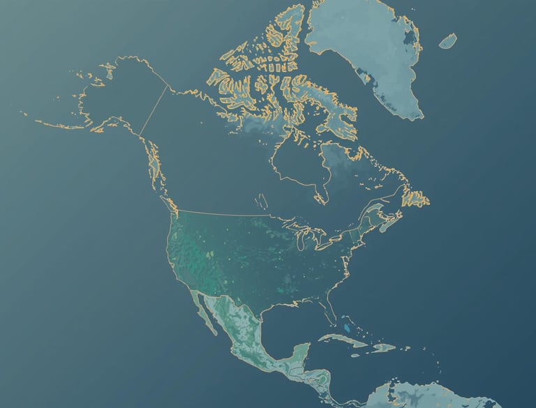 Image of North America; Creative Sparrow SEO and Branding in Canada and USA