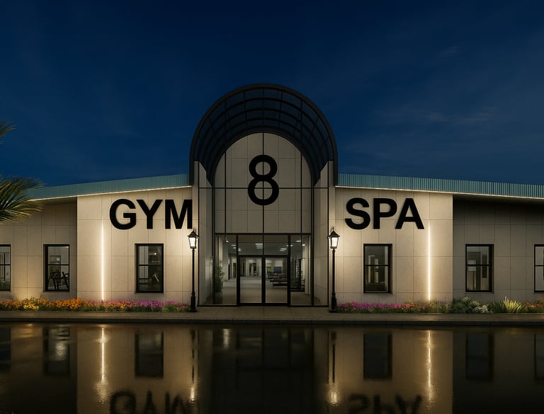 a gym gym with a large gym room and a gym