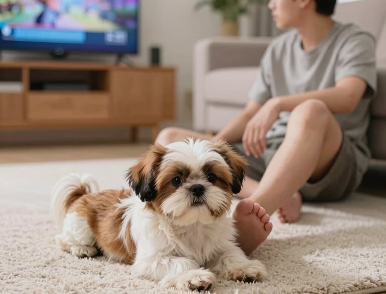 A happy dog playing with a unique pet toy in a sunny garden.