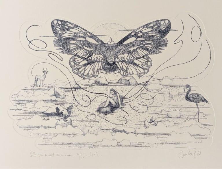 13ème mère cristal condor papillon gravure rhénalon