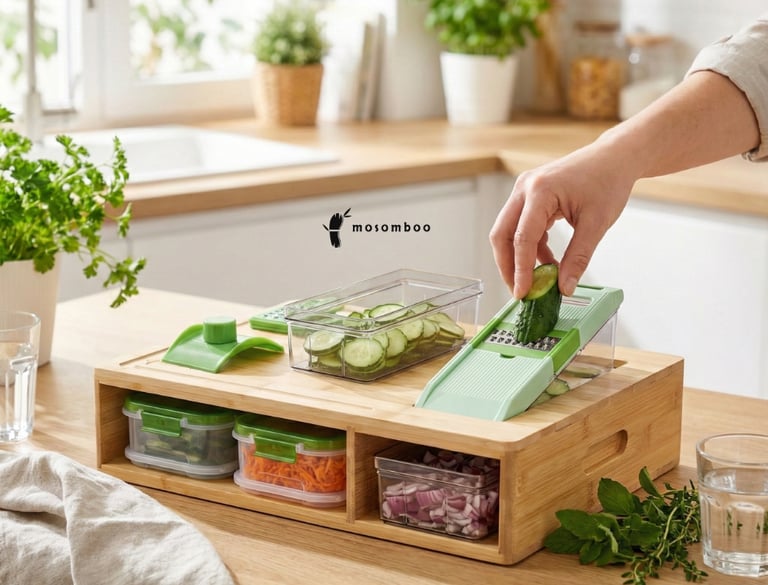 Mosomboo Bamboo Cutting Board with Containers