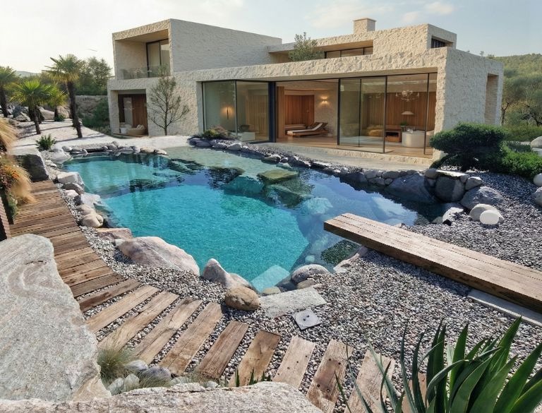 villa prefabbricata in pietra con piscina rocks design modello caraibi su roma