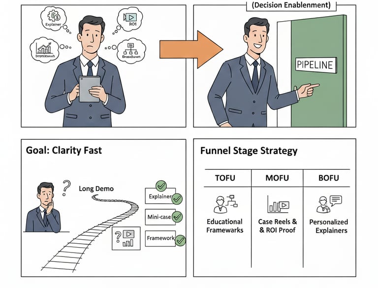 B2B video assets provide 'clarity fast' by matching video types to funnel stage.