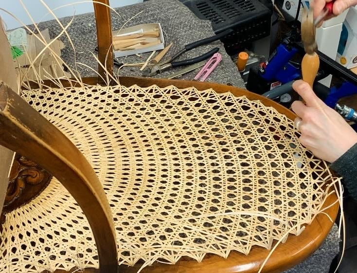 Furniture Restoration, handmade caning