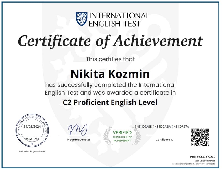C2 Proficient English Level