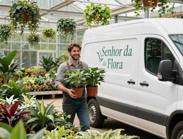 A bustling marketplace scene with farmers and distributors exchanging plants and supplies.