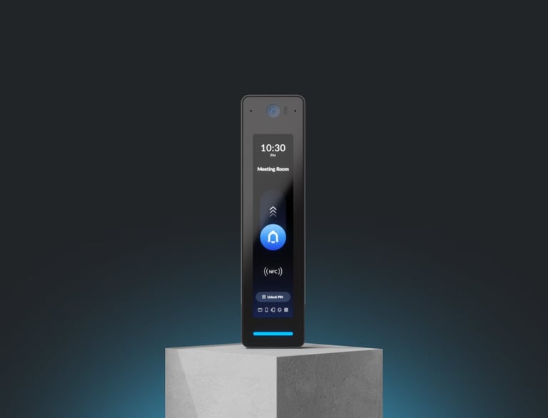 Modern touch-screen video intercom with mobile app integration for visitor verification,