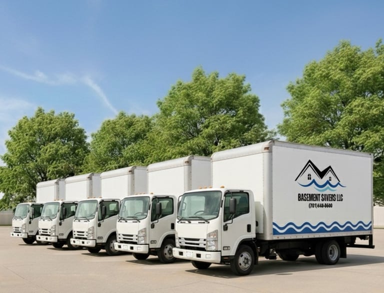Image of trucks parked in a row in a parking lot