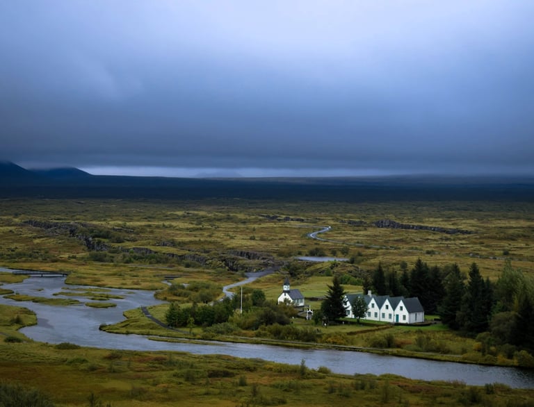 A scenic view of Þingvellir National Park