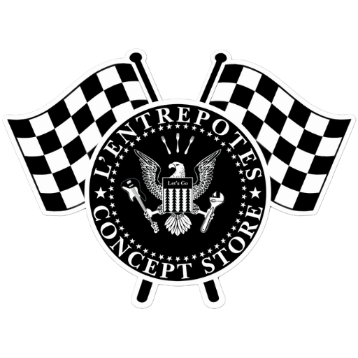 Logo officiel L’Entrepotes Conceptstore, garage vintage des années 50, brasserie et lieu de vie rétr