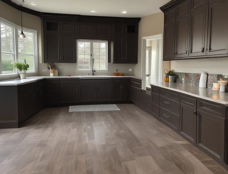 A charming house with a newly painted deep red exterior and crisp white accents under a clear blue sky.