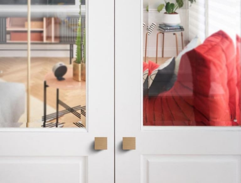 32mm Hole Spacing T-Shape Aluminum Handle installed on a modern cabinet