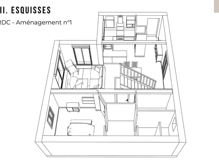 a house with a floor plan and a staircase
