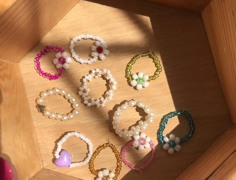 Beaded Rings. Beaded floer rings handmade beaded rings beaded jewelery