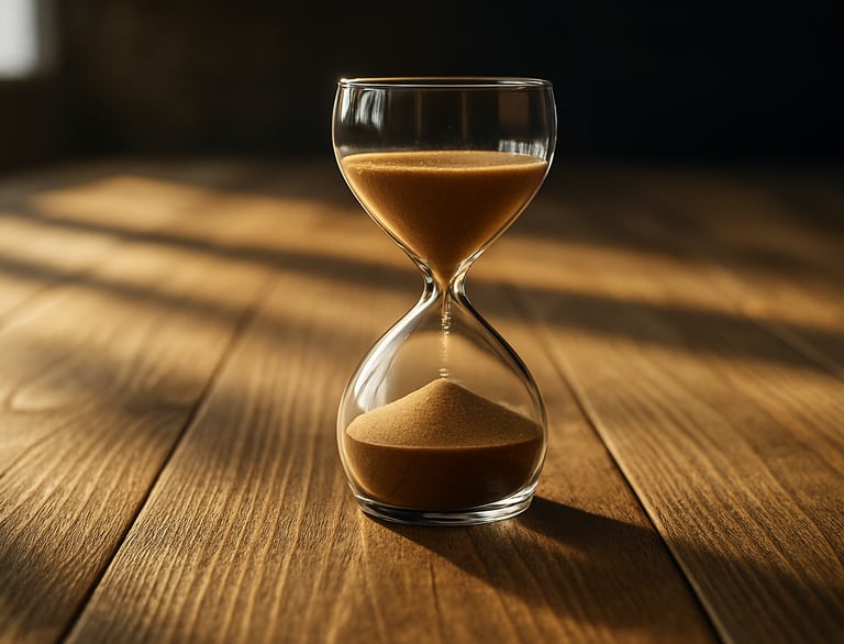 an hourglass on a wooden table - curiousramblings